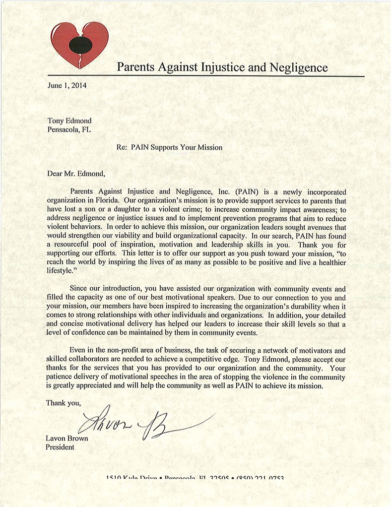 P.A.I.N. (Recommendation letter)